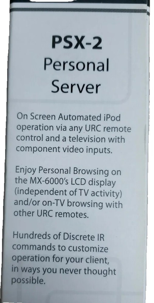 Universal Remote Control (URC) PSX-2 iPod Dock On Screen Personal Server NEW