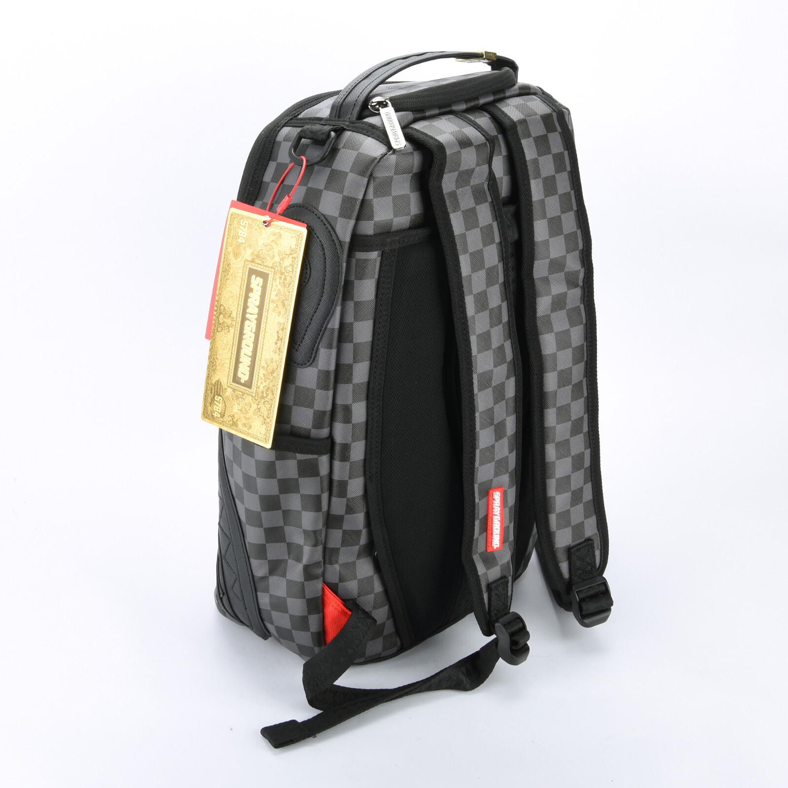 Sprayground Shark Henny Sharks in Paris Leather Backpack Unisex Plaid Black