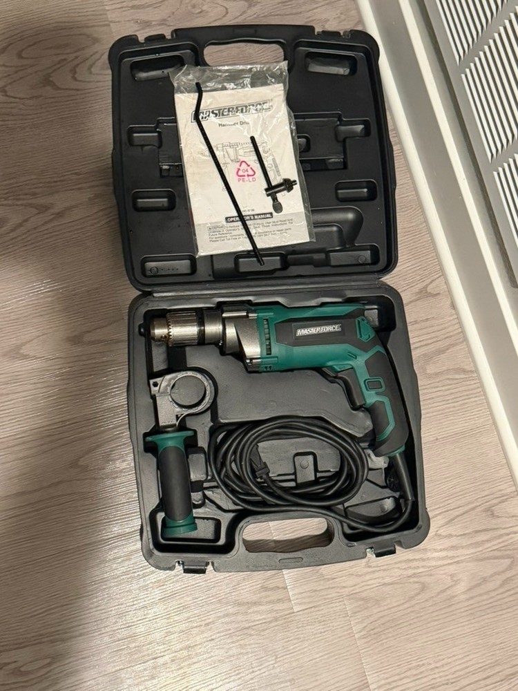 Masterforce 10-Amp Corded 1/2" Hammer Drill with Case & Handle + Manual & Chuck
