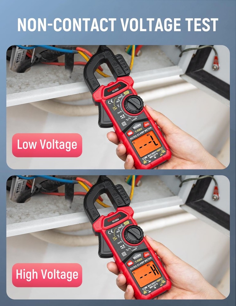 Digital Clamp Meter Multimeter with D-Shaped Jaw for AC/DC Current & Voltage,...