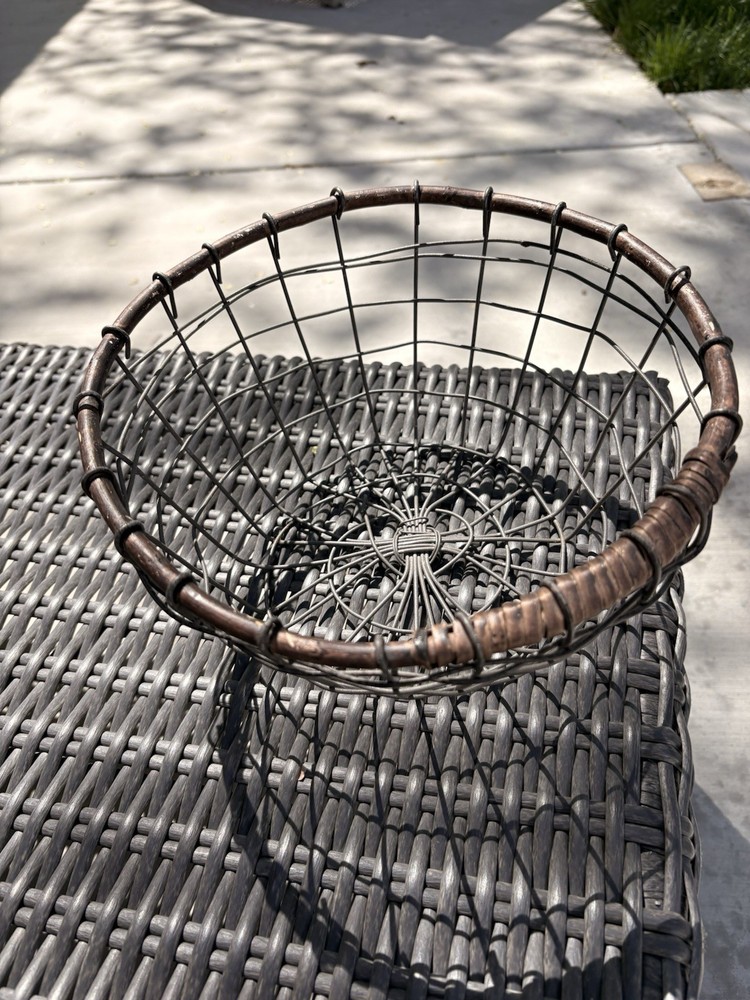 Round Wire Storage Basket Rustic Metal