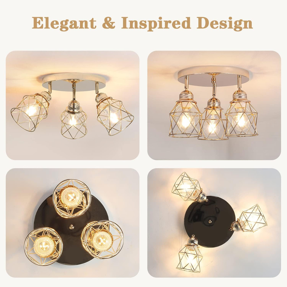 Kitchen Light Fixtures Ceiling Mount, 3-Lights Multi-Directional Ceiling Lamp