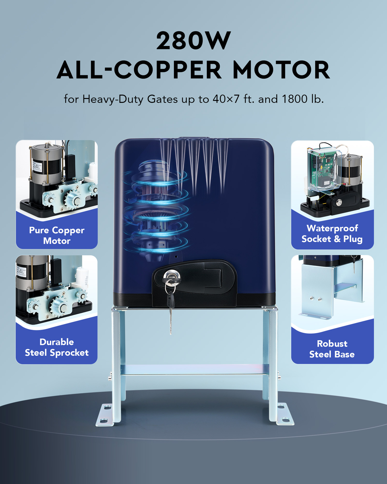 CO-Z 1800lb Electric Sliding Gate Opener with 2 Infrared Sensors & 2 Remotes