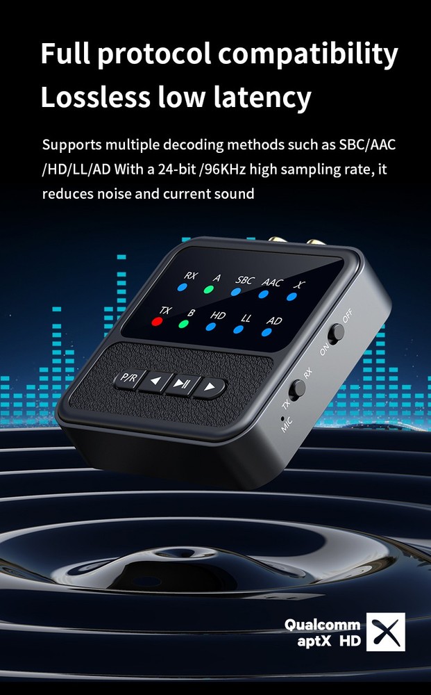 Bluetooth-Compatible 5.4 Audio Adapter APTX Receiver And Transmitter 2-In-1