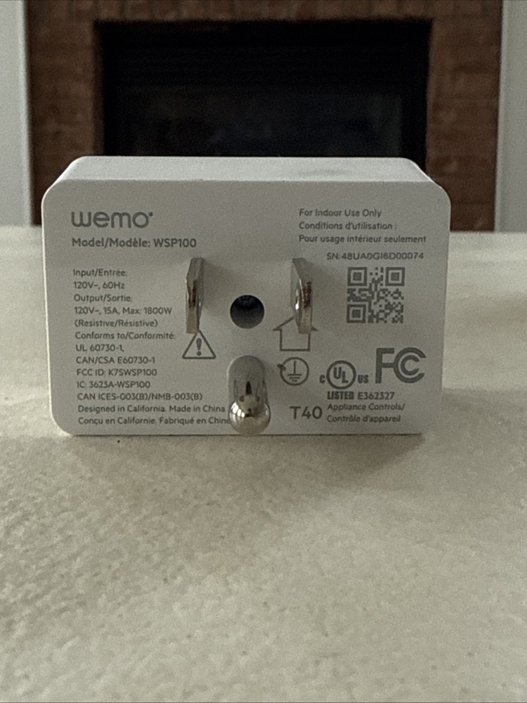 WeMo - Smart Plug with Thread WSP100, HomeKit, Bluetooth, NFC, Apple Siri