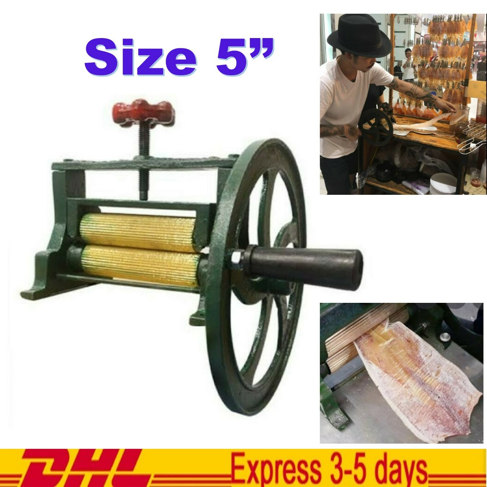 Small Thai Hand Cranked Dried Squid Grinder Axis Brass Thai Traditional Style