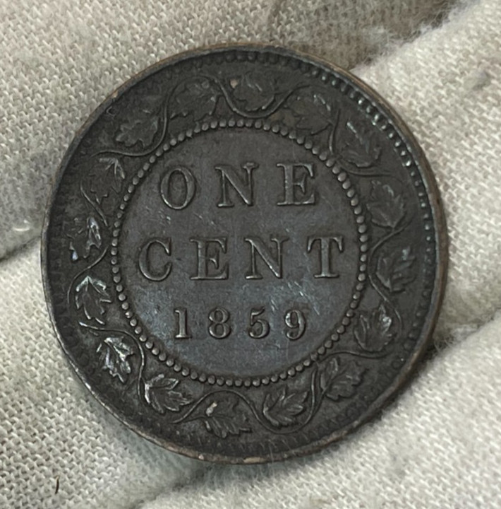 1859 Canada One Large Cent Coin Great Condition
