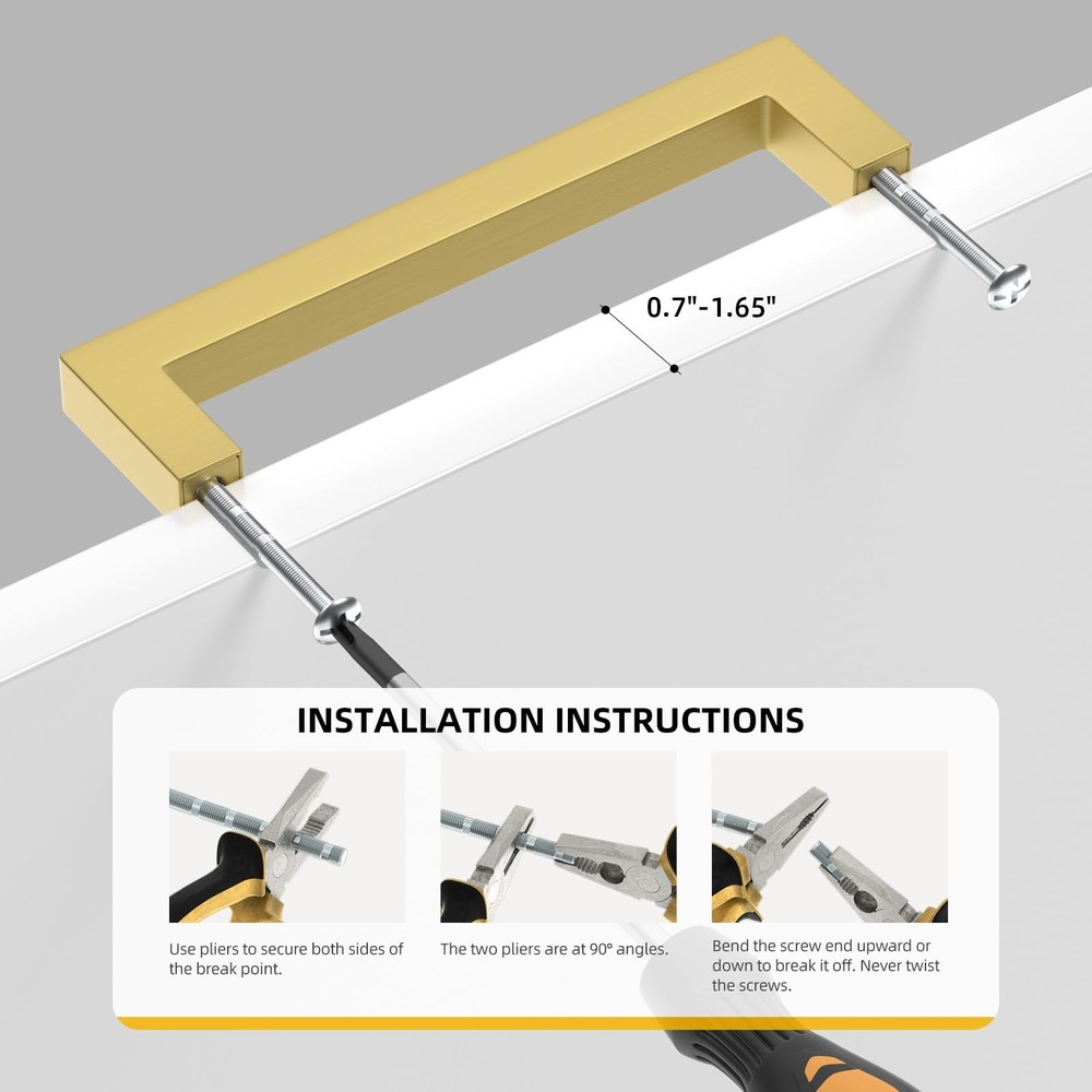 Brushed Brass Cabinet Handles Drawer Pulls and Knobs 5 Pack - LSJ12GD76 Stain...