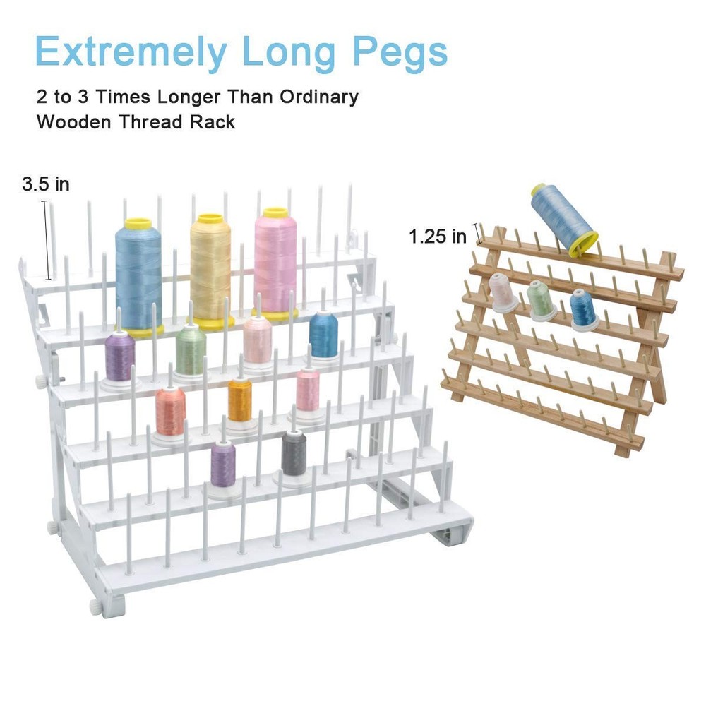 Thread Rack for 60 Spools or 30 Cones, Wall Mounted Large Thread Holder with ...