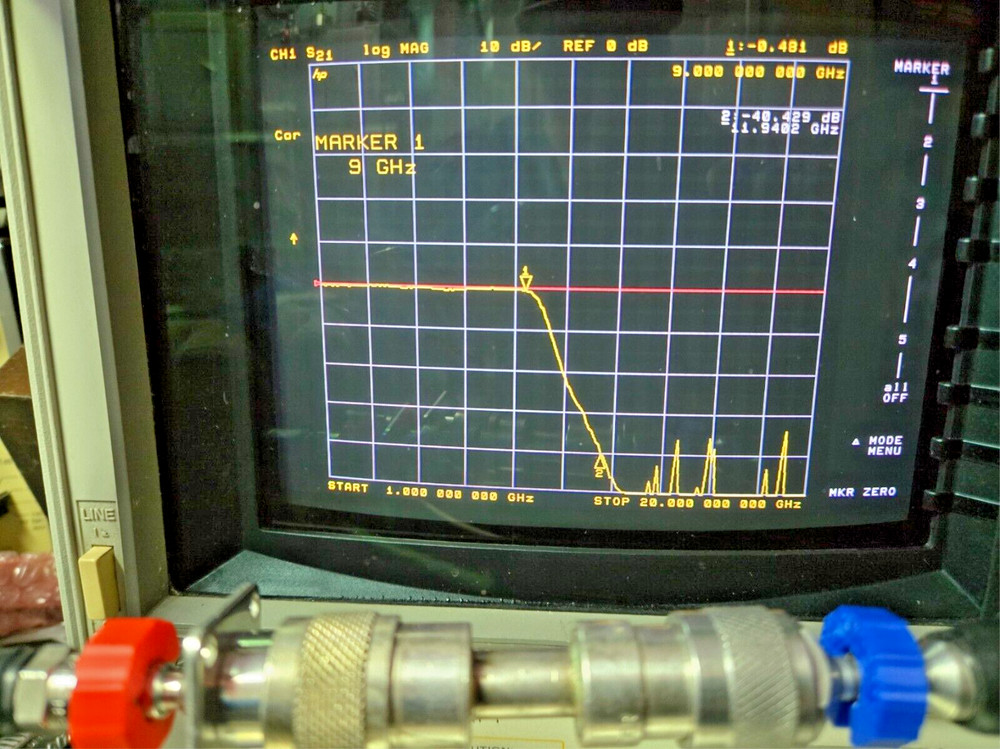 Microlab/FXR 9 GHz Lowpass filter LA90N tested, see analyzer plot, Type N connec