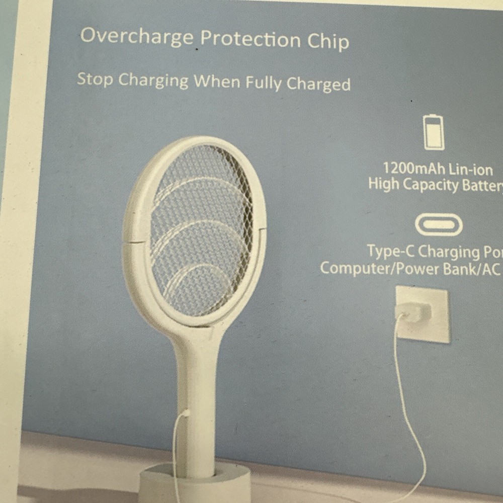 Rotating Head Rechargeable Fly Swatter Electric Fly Swatter Racket Bug Zapper...