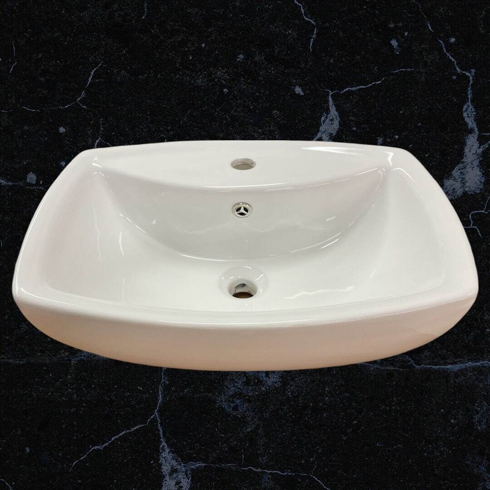 21" White Ceramic Rectangular Vessel Above Counter Sink with overflow