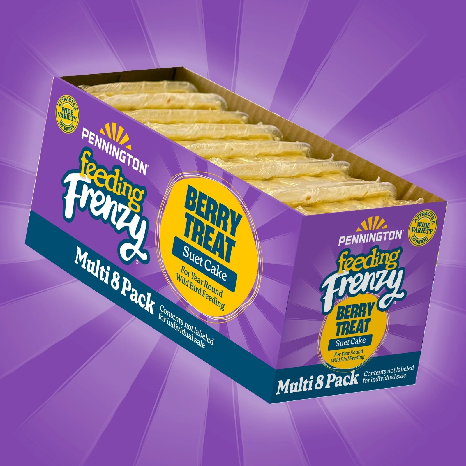 Pennington Feeding Frenzy Berry Treat Suet Cake for Wild Birds,11.75 oz, 16 Pack