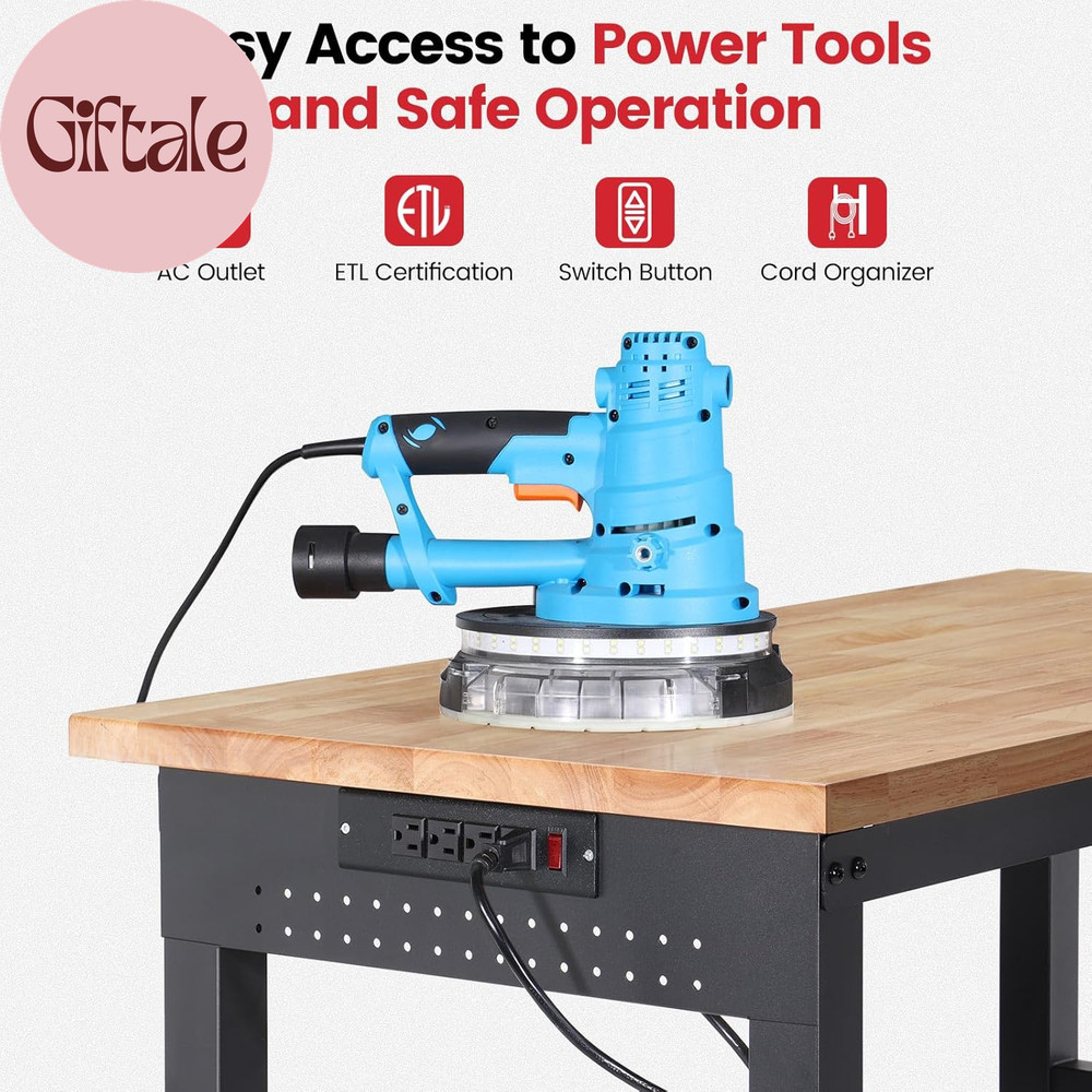 Workbench with Wheels 48 Inch Adjustable Height Work Table with under Table Shel