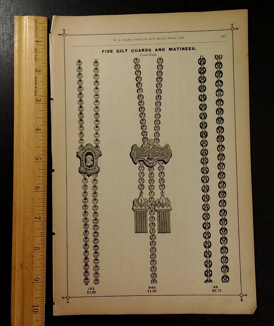 Chains Guards Slide Fire Gilt Matines 1881 Catalog Page Clapp Chicago Rare VHTF