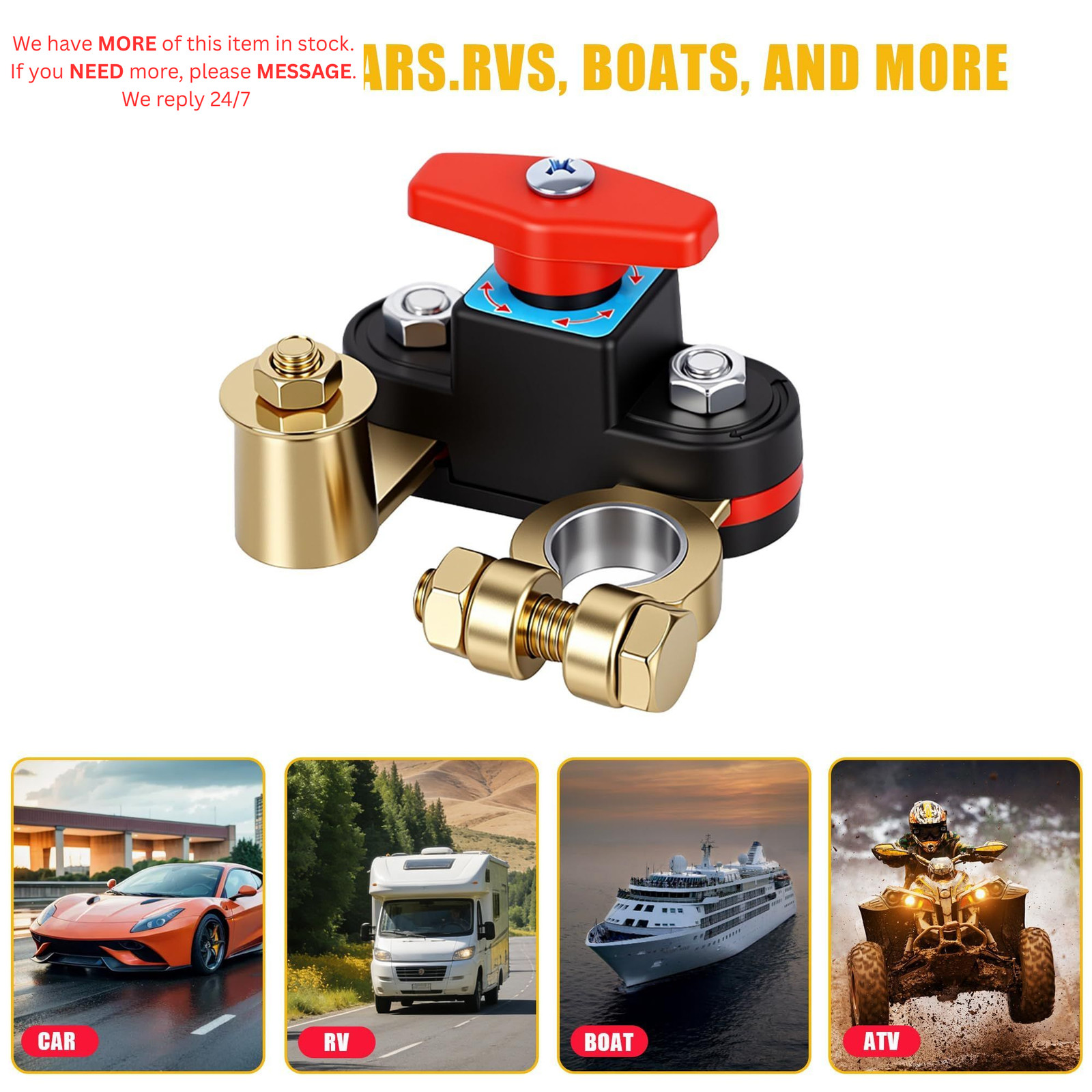 Car Battery Shut-Off Switch, Disconnect Switch with Knob Control,...