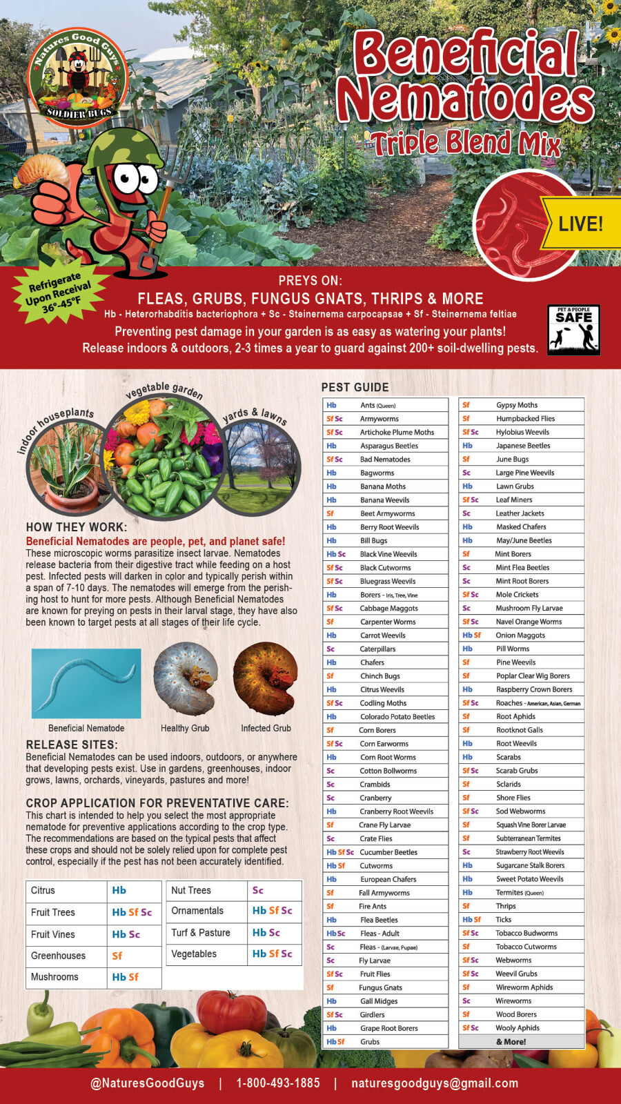30 Million Beneficial Nematodes Triple Blend HB+SC+SF Targets 200+ Soil Pests