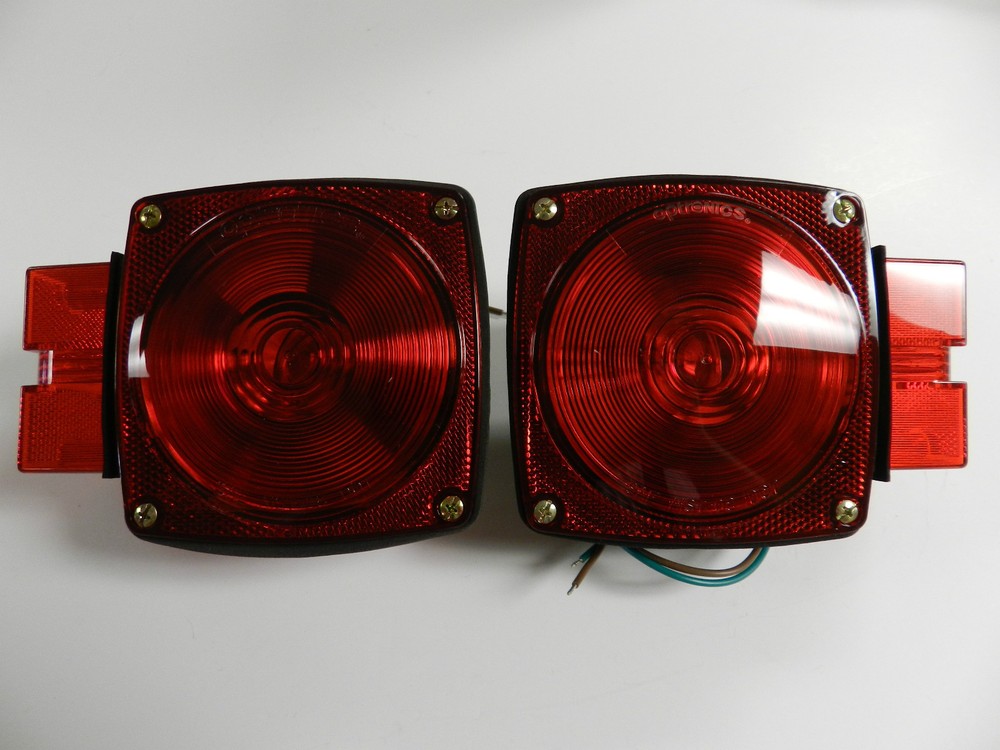Trailer 7 8 Function Light Stop Turn Tail Light Taillight Square Red - PAIR