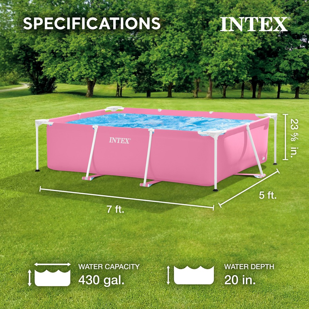 Intex 86" x 23" Rectangular Frame Above Ground Swimming Pool, Pink (Open Box)