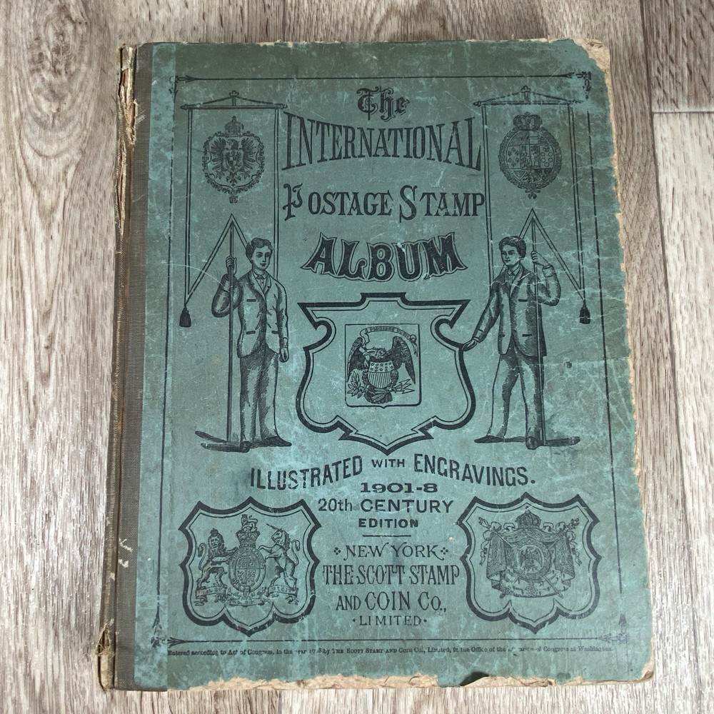 International Postage Stamp Album 1901-8 w/Engravings Scott Stamp & Coin Co.