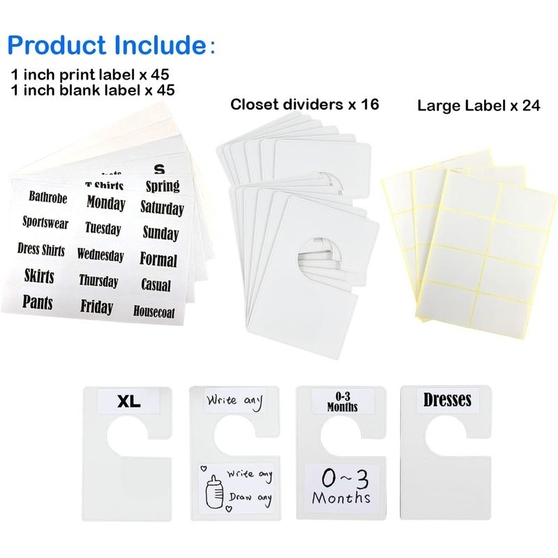 Closet Dividers 16 Pack Plastic Large Rectangle Labels Organizer Storage New