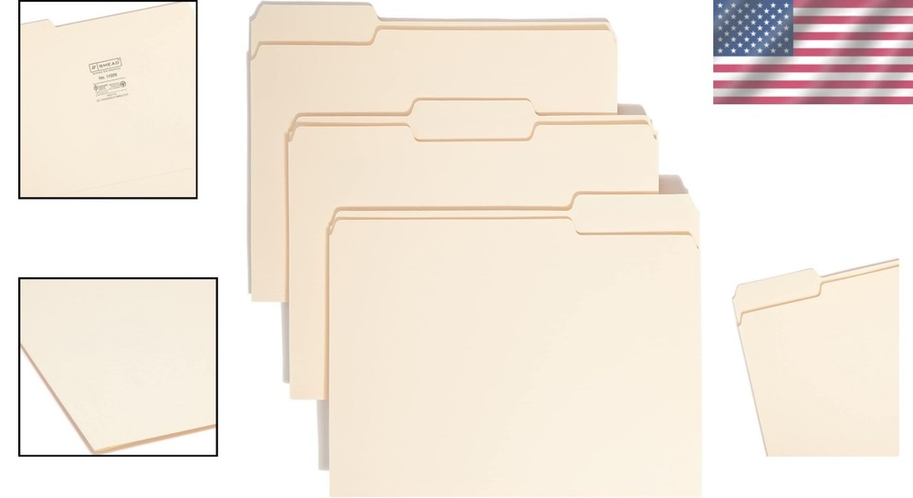 24 Assorted Position 1/3-Cut Tab Manila File Folders for Perfect Organization
