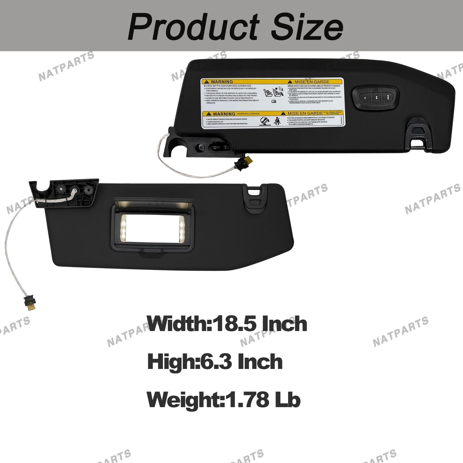 Left Sun Visor W/ Garage Door opener for18-23 jeep Wrangler Gladiator 6BR80TX7AQ