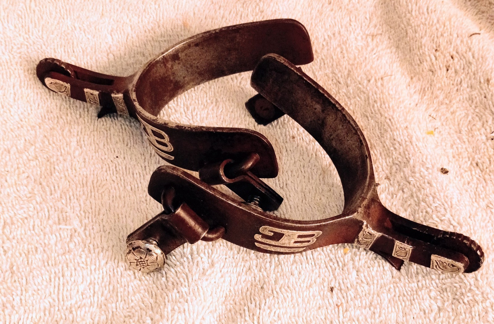 Nice Vintage Kurtis Rudelbach Hand Made Western Spurs Sterling Silver Mounted