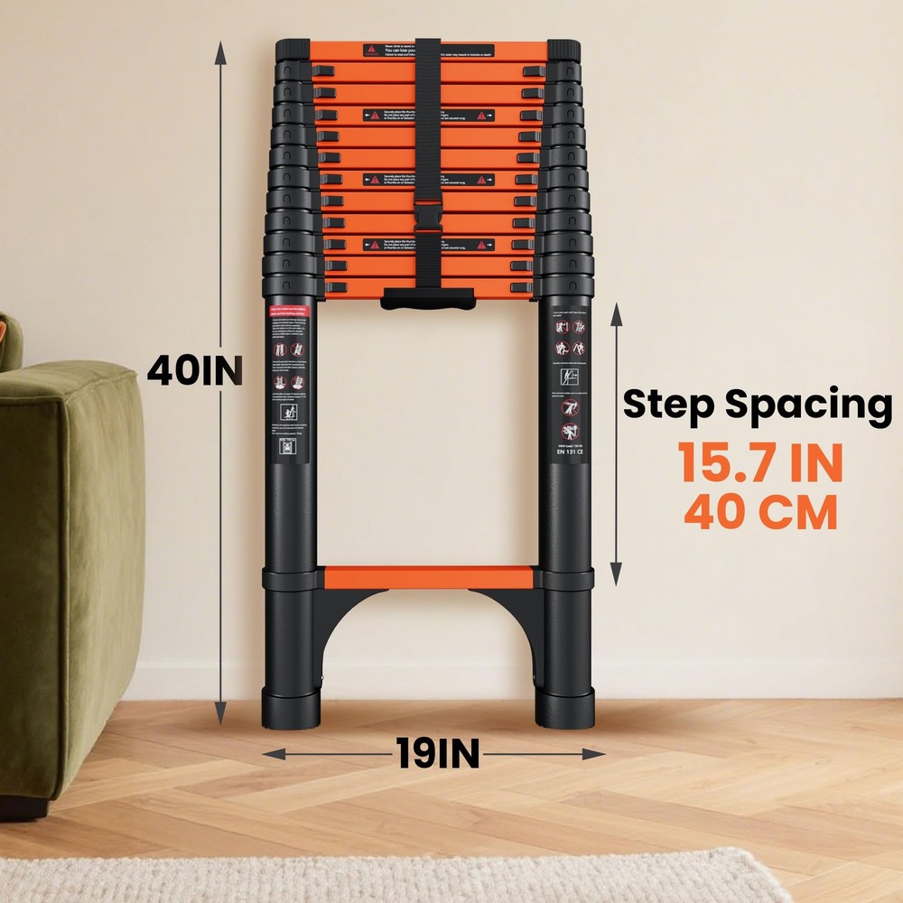 16.5FT Telescoping Ladder, Portable Extension Folding Ladder, Multi-Purpose Comp