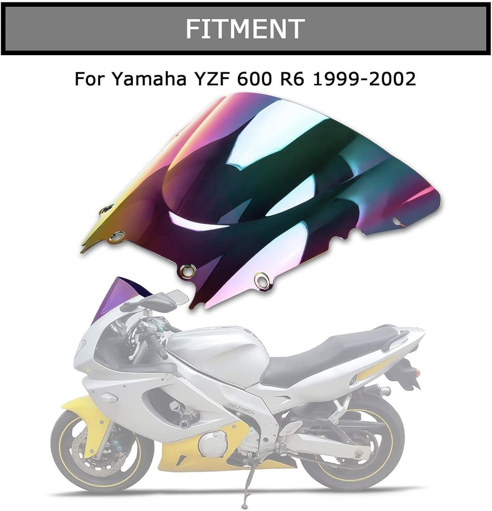 Windscreen Windshield Double Bubble For YZF 600 R6 1999-2002 (Iridium)