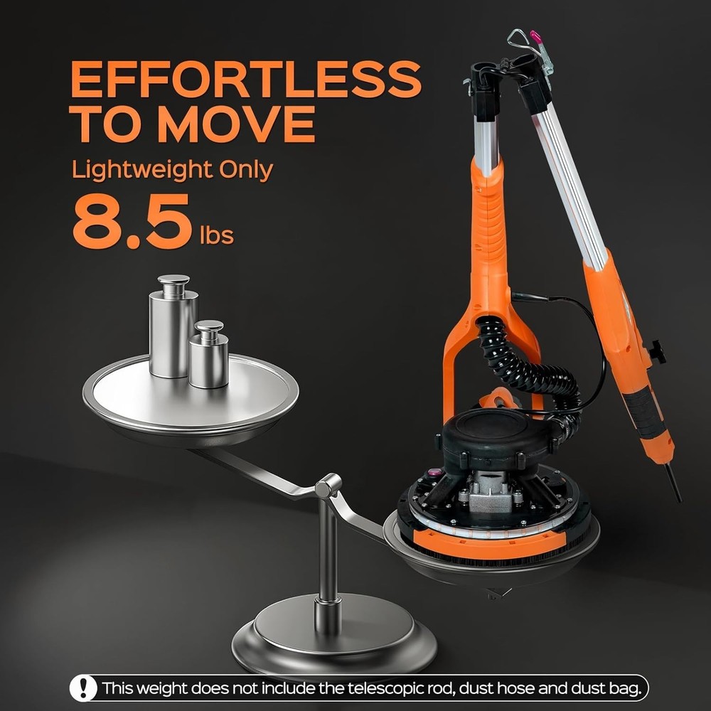 Drywall Sander Tool, 8.5 Amp Popcorn Ceiling Removal Tool with 7 Variable Spe...