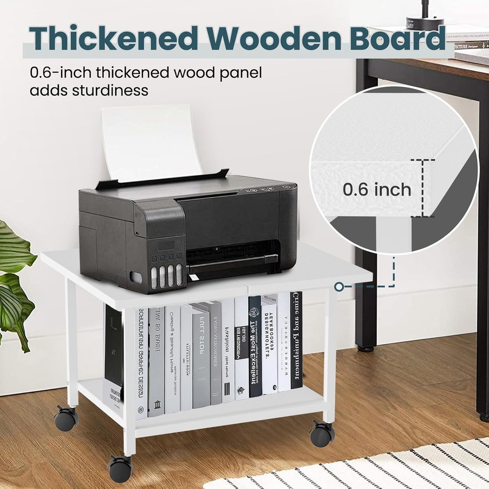 Printer Stand W/ Storage Under Desk Shelf Desktop Printer Stand Organizer