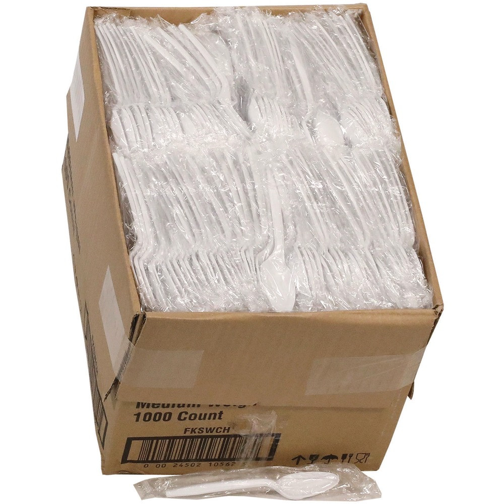 Pactiv Corp. FKSWCH Plastic Spoon Wrapped Fieldware Cutlery - Wht (1000/CT) New