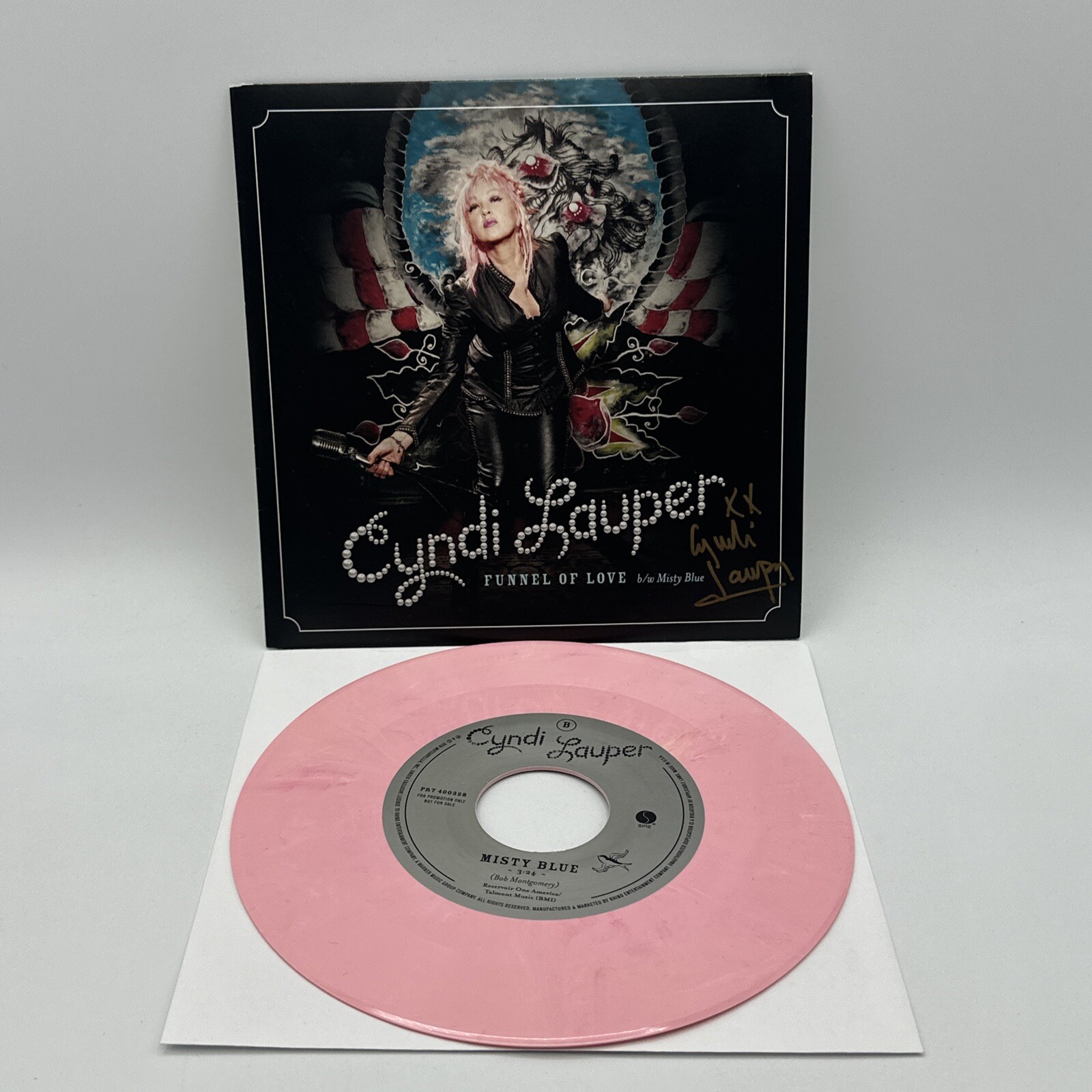 Cyndi Lauper Funnel of Love Signed Autograph 7" Pink Vinyl Record Promo 2016