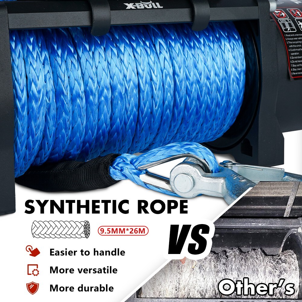 X-BULL 13000lbs 12V Electric Winch Synthetic Rope 4WD Off Road Towing Truck