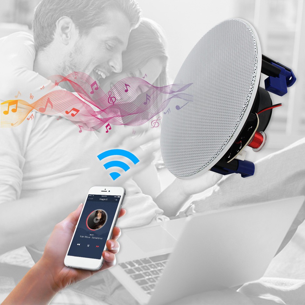 Herdio 6x 4" 480W Flush Mount Bluetooth Ceiling Speakers Kitchen Restaurant Home