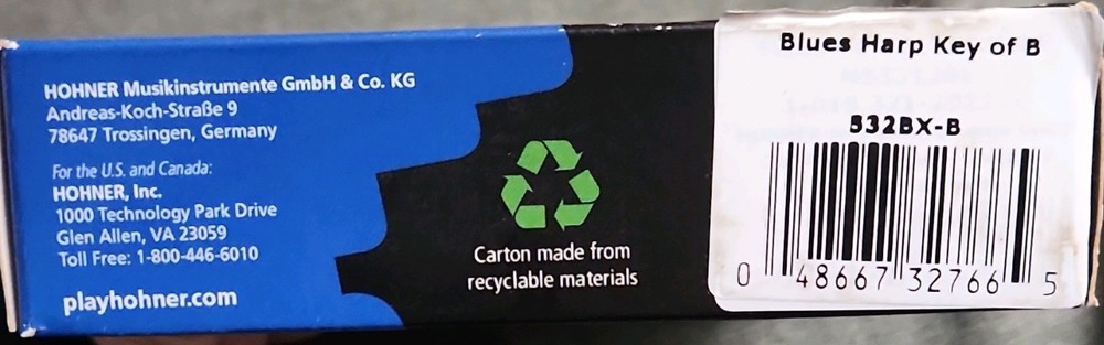 HOHNER Blues Harp MS-Series Diatonic Harmonica Key B MS Components