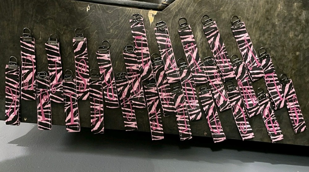 handmade wrislet key rings with initials