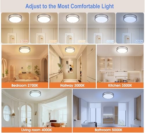 Dimmable LED Ceiling Light Fixture, Flush Mount Ceiling 32W Brush Nickel