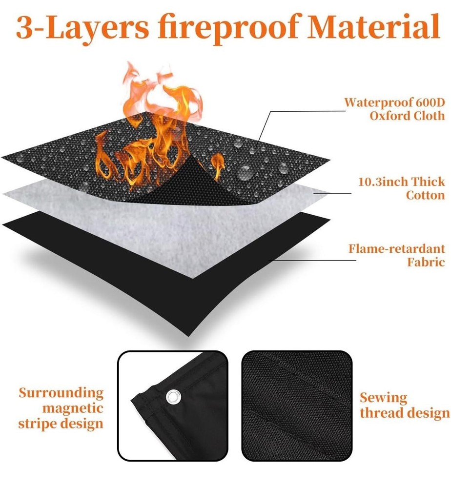 Magnetic Fireplace Screen Cover & Draft Stopper - Keeps Heat In, Stops Drafts