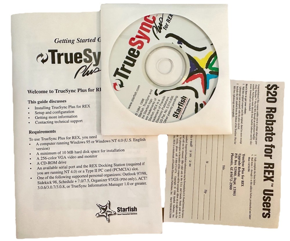 Rare Vintage 1998 Starfish TrueSync Plus for REX Software