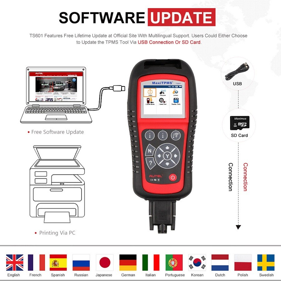 Autel MaxiTPMS TS601 OBD2 OBDII Scanner TPMS Tire Sensor Diagnostic Reset Tool