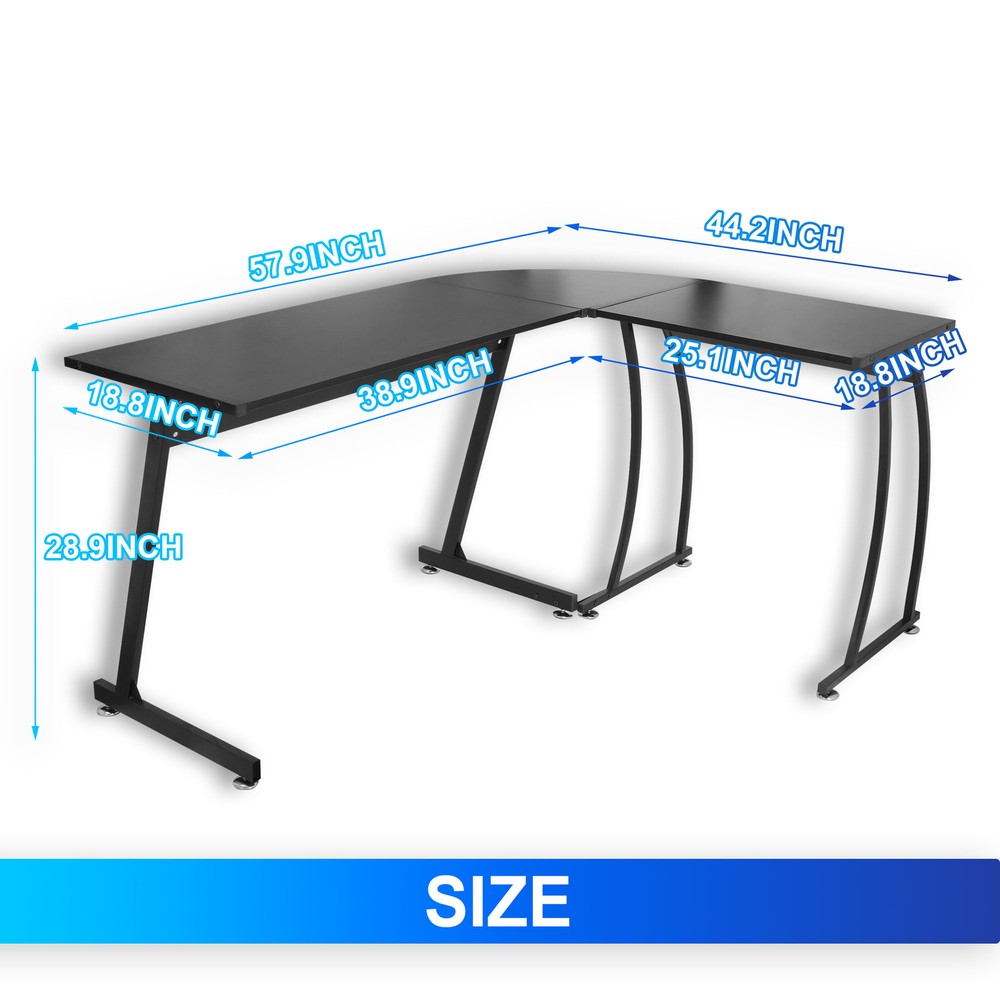 L Shaped Computer Desk L Shaped Corner Desk Laptop Study Writing Table 58"