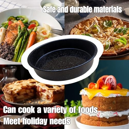 3-Pack Enamel Roasting Pan Set Round Deep Baking Pans Oven Black