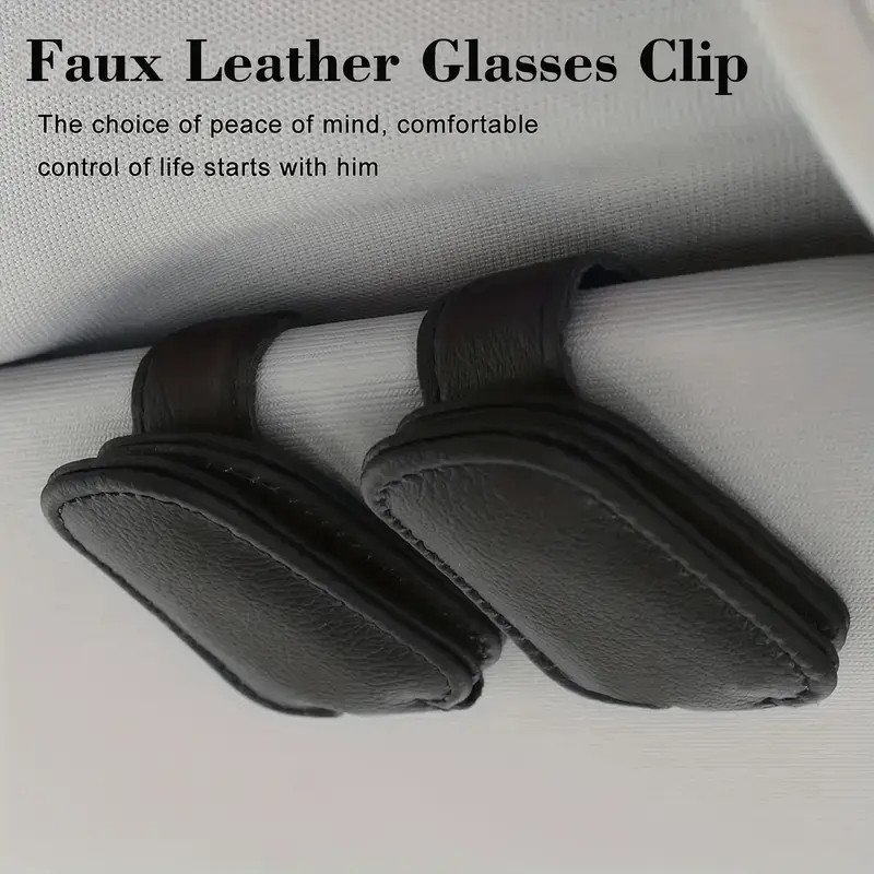 2X Magnetic Leather Sunglasses Holder for Car Sun Visor Eyeglass Hanger Clip USA