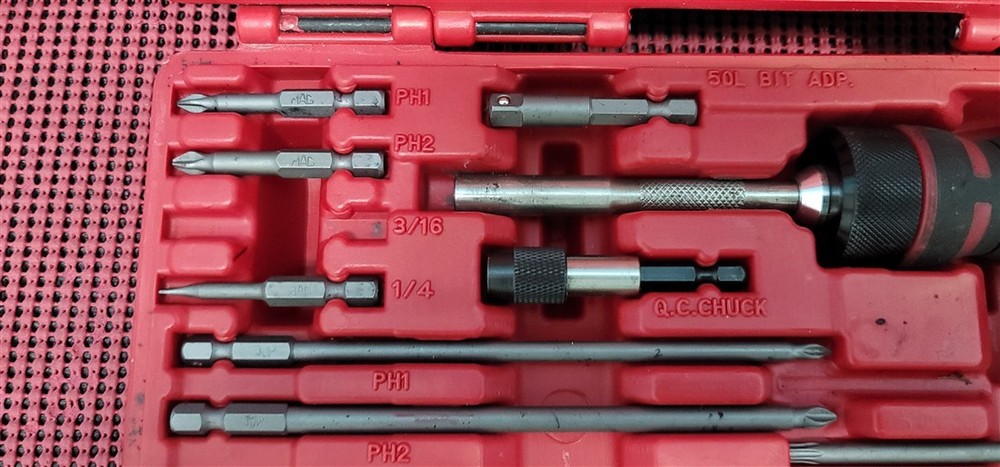 MAC TOOLS SBDR49SA MAC-GRIP RATCHETING 1/4" HEX BIT SCREWDRIVER SET 2PC MISSING