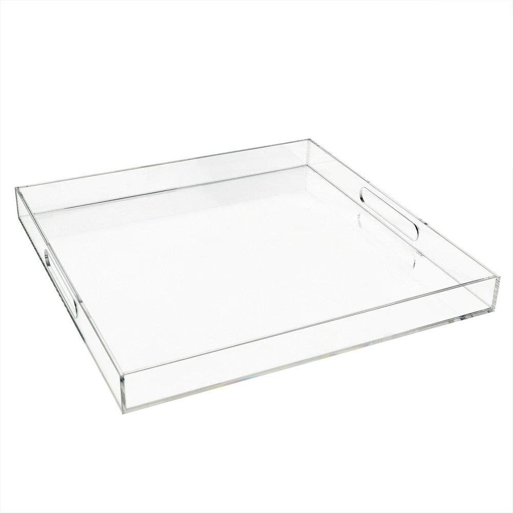 Clear Large Acrylic Serving Tray,Transparent Serving Tray with Handles