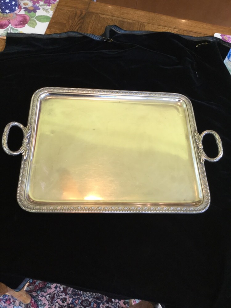 Imperial Russian / Polish  Large Silver plated  antique serving tray