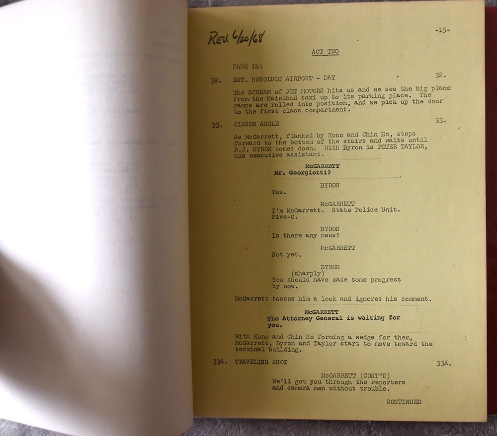 1968 Hawaii Five-O (Tiger by The Tail) Original Screenplay Script