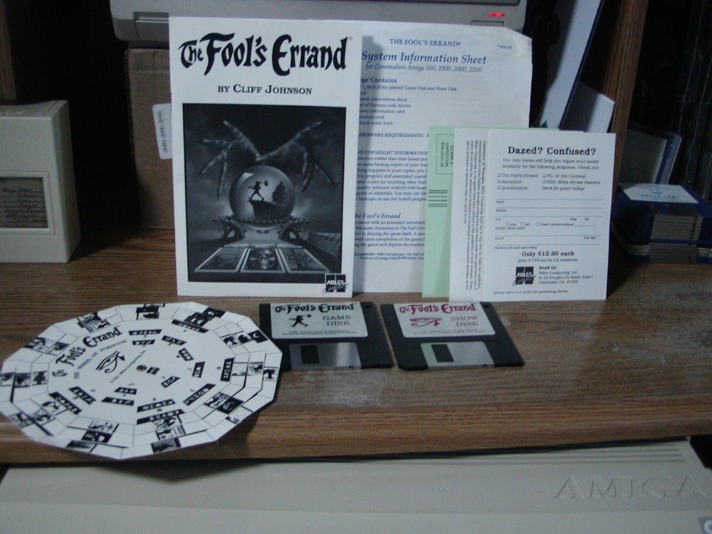 Commodore Amiga FOOL's ERRAND , (2) Original Master with Manual, Code Wheel +.